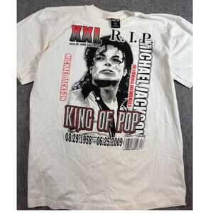 2009 Michael Jackson XXL Magazine Memorial RIP Shirt Men M White King of Pop Y2K